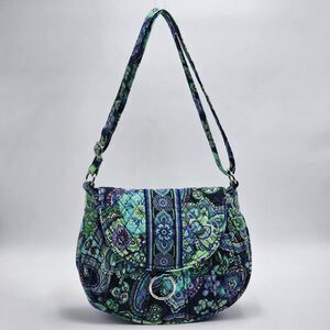 Vera Bradley Blue Rhapsody Green Paisley Quilted Saddle Up Bag